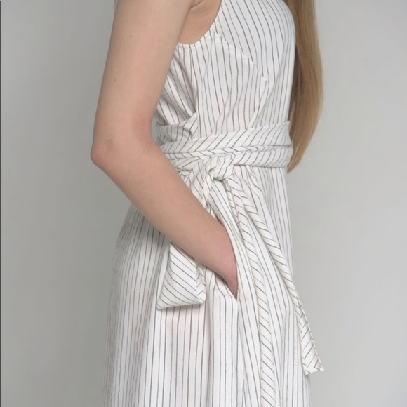 White striped cotton midi dress - Picture 7 of 11